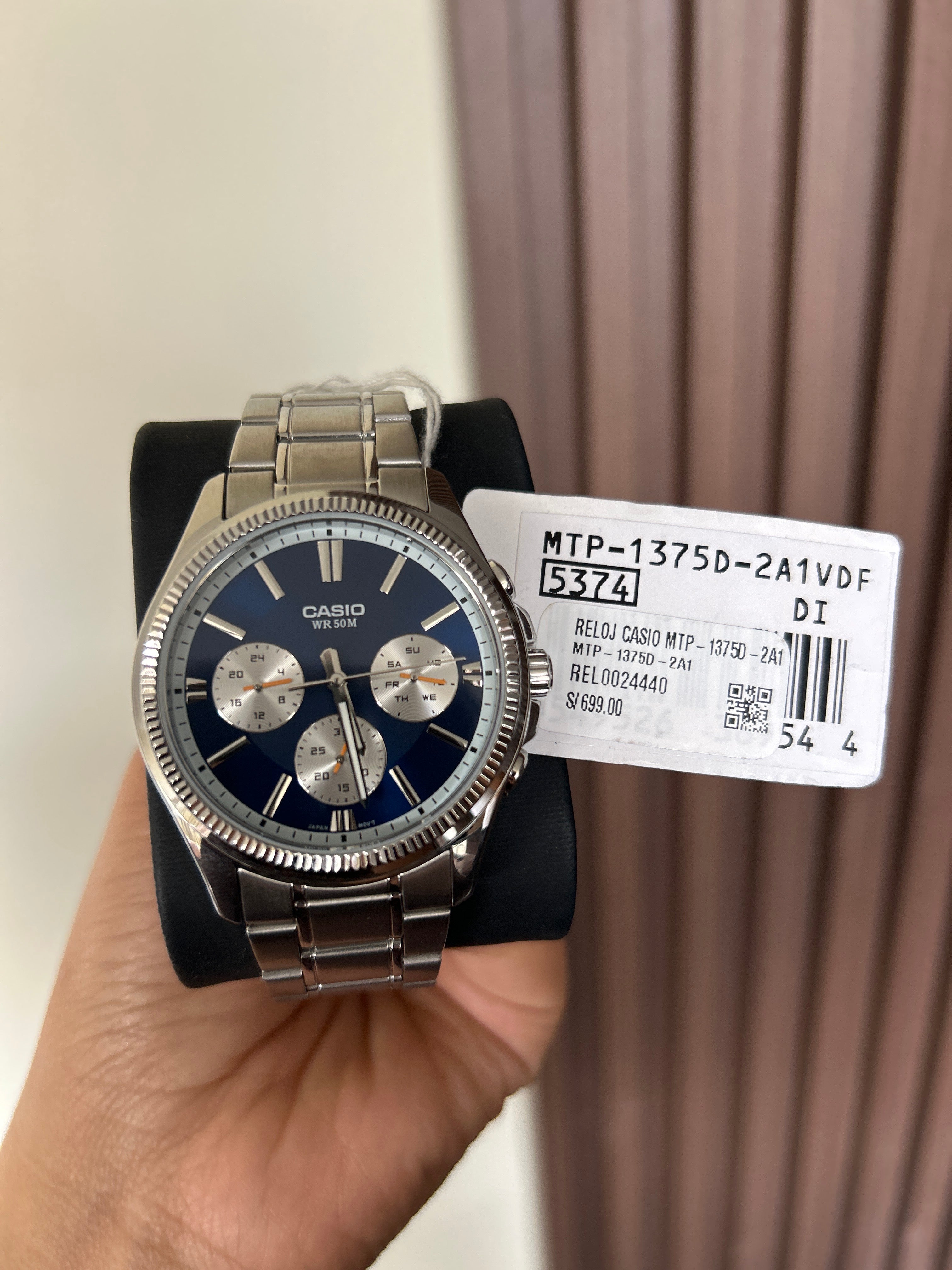 RELOJ CASIO HOMBRE 
MTP-1375D azul