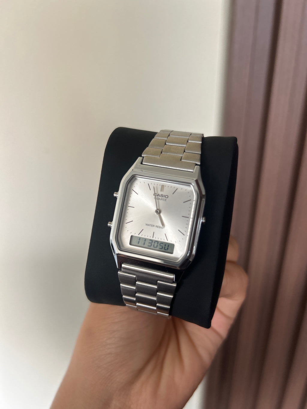 Casio analógico digital AQ-230 plateado